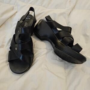 Dansko Black Leather Slingback Wedge Sandals Walking Co Comfort Shoes Women 39